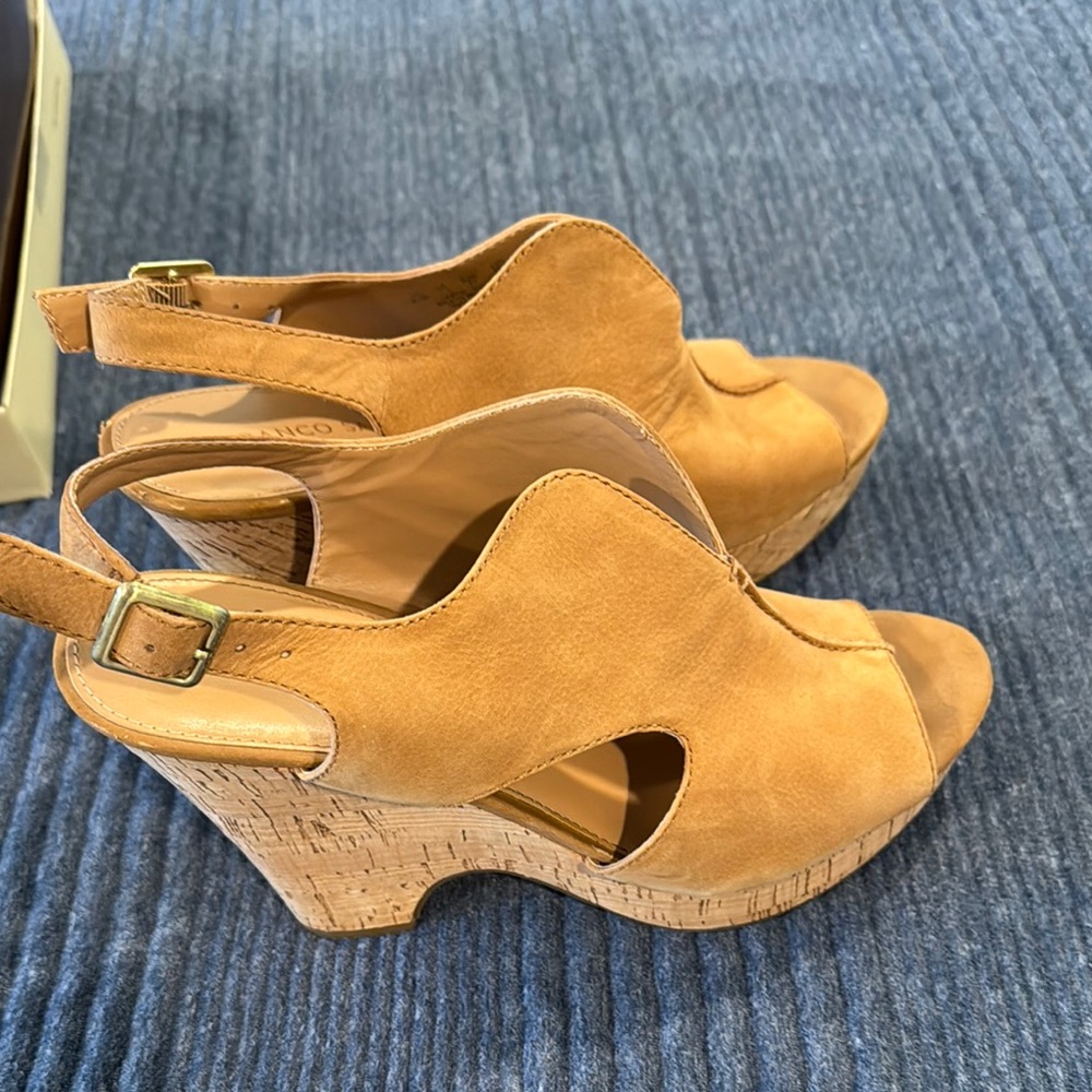 Franco Sarto Tan Wedge Sandals with Slingback